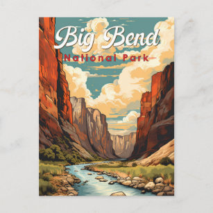 Big Bend National Park Illustration Retro Postcard