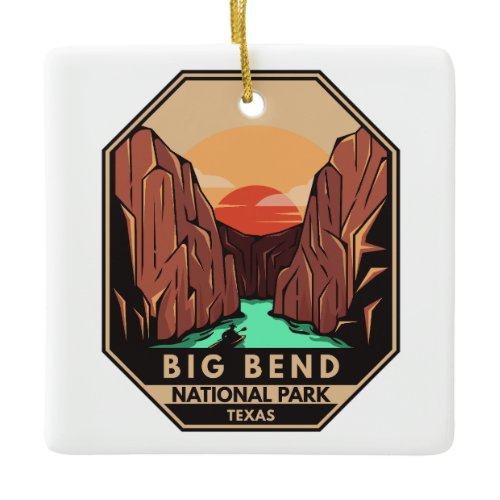 Big Bend National Park Kayak Retro Emblem Ceramic Ornament