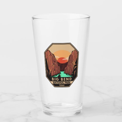 Big Bend National Park Kayak Retro Emblem Glass