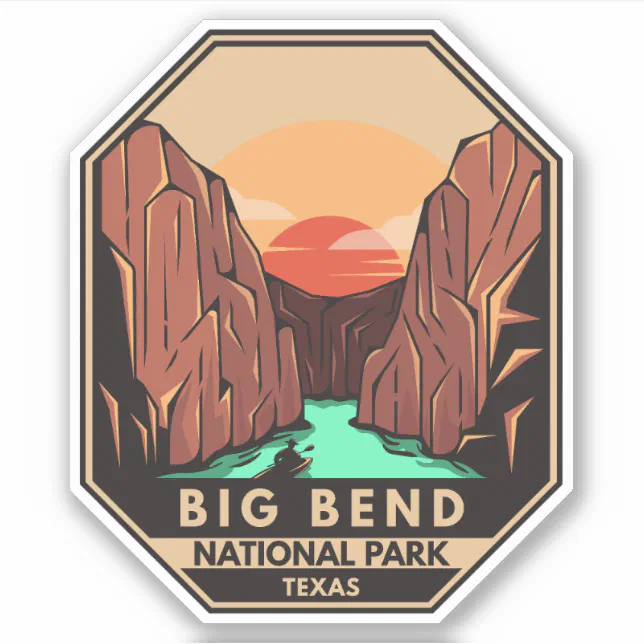 Big Bend National Park Kayak Retro Emblem Sticker | Zazzle