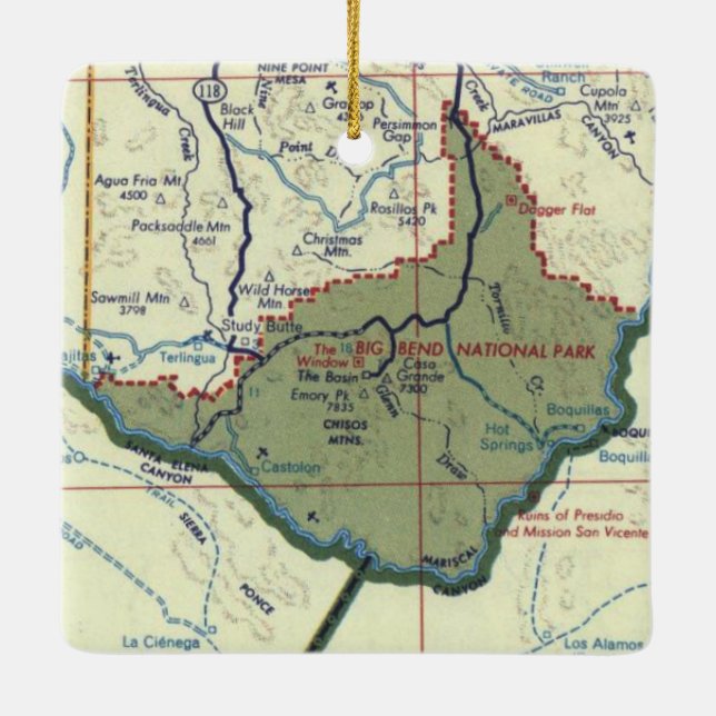 Big Bend National Park Map Ceramic Ornament (Back)