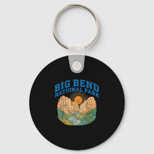 Big bend national park retro canyon sun river keychain