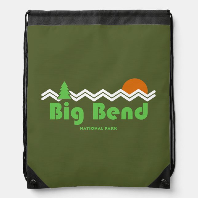 Big Bend National Park Retro Drawstring Bag (Front)