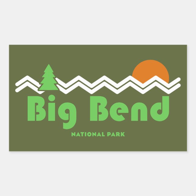 Big Bend National Park Retro Rectangular Sticker (Front)