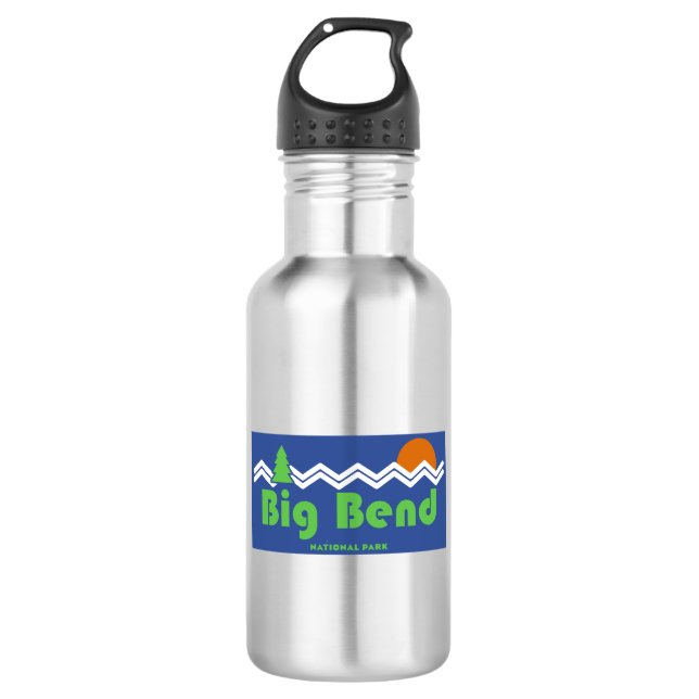 Big Bend National Park Retro Stainless Steel Water Bottle (Front)