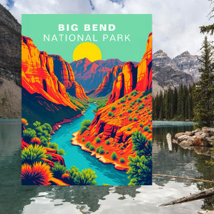 Big Bend National Park Retro USA Postcard