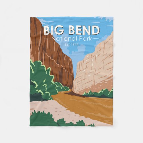  Big Bend National Park Rio Grande Vintage  Fleece Blanket