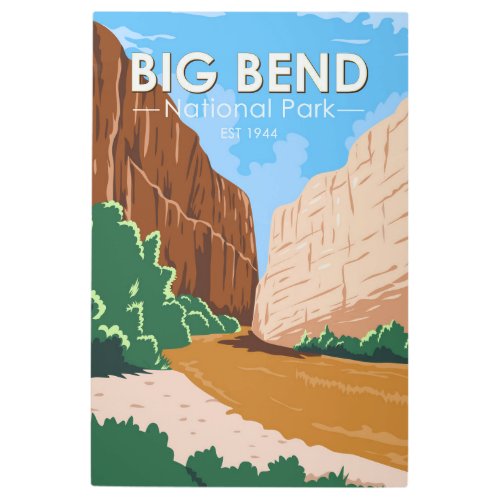 Big Bend National Park Rio Grande Vintage Metal Print