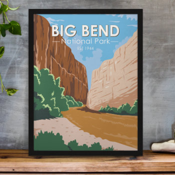 Big Bend National Park Rio Grande Vintage  Poster by Kris_and_Friends at Zazzle