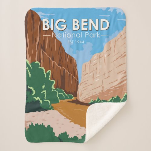  Big Bend National Park Rio Grande Vintage Sherpa Blanket