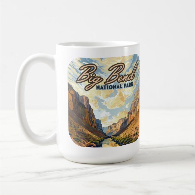 Big Bend National Park Texas Desert Retro Coffee Mug (Left)