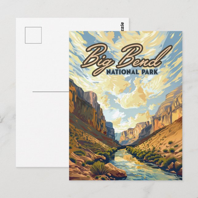 Big Bend National Park Texas Desert Retro Postcard (Front/Back)