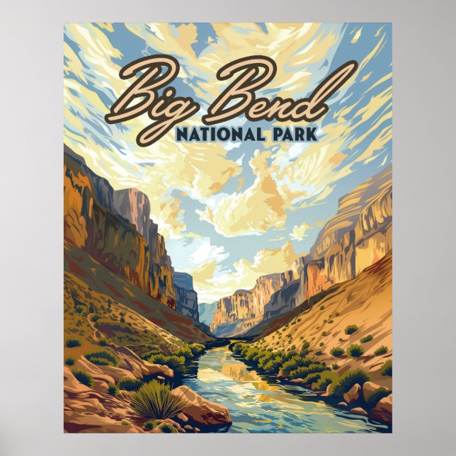 Big Bend National Park Texas Desert Retro Poster (Front)