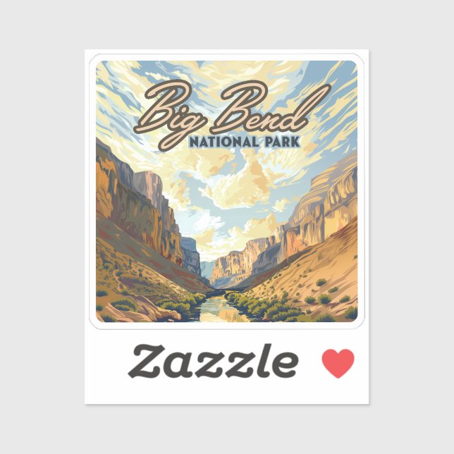 Big Bend National Park Texas Desert Retro Sticker (Sheet)