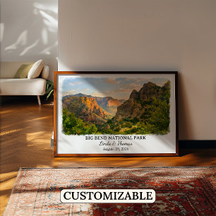Big Bend National Park Texas Poster, Watercolor Poster