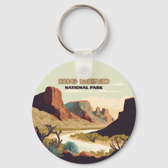Big Bend National Park Texas Retro Travel Keychain (Front)