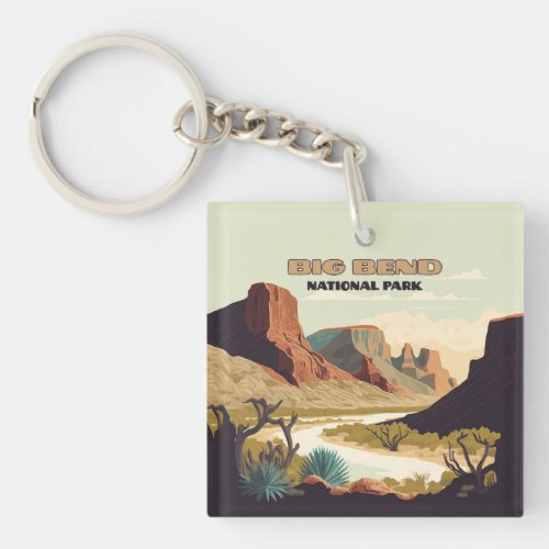 Big Bend National Park Texas Retro Travel Keychain