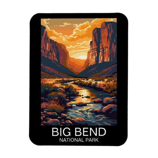 Big Bend National Park Texas Retro Travel Magnet (Vertical)