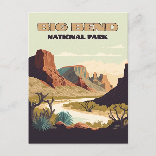 Big Bend National Park Texas Retro Travel Postcard (Front)