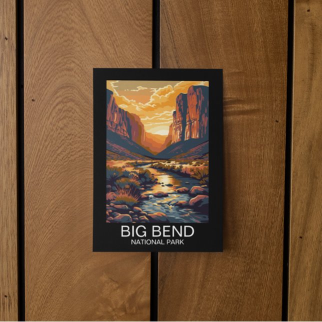 Big Bend National Park Texas Retro Travel Postcard (big bend national park texas postcard)