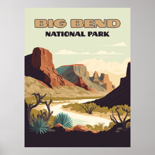 Big Bend National Park Texas Retro Travel Poster