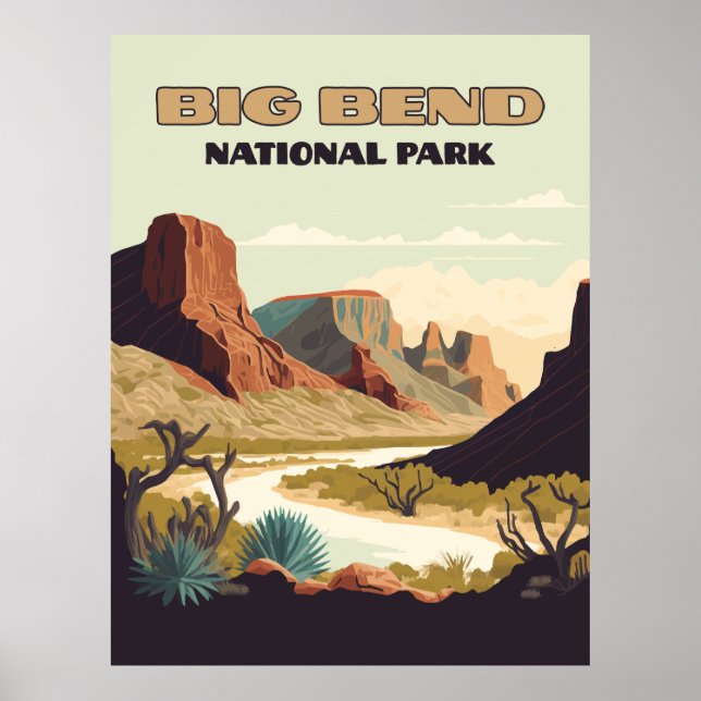 Big Bend National Park Texas Retro Travel Poster (Front)