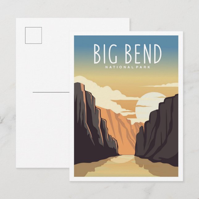 Big Bend National Park Texas Travel Illustration Postcard (Front/Back)