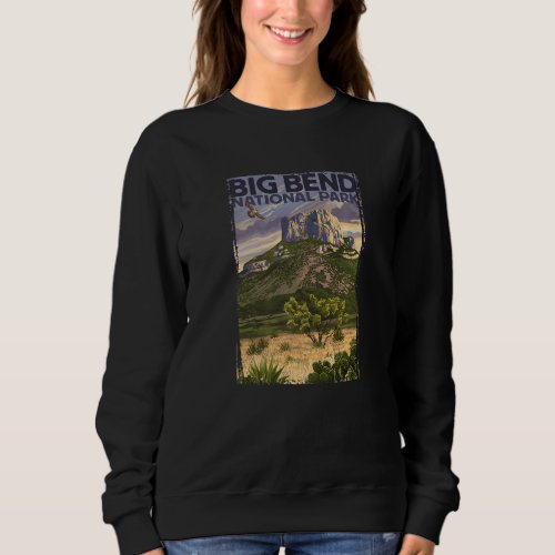 Big Bend National Park Texas Vintage Landscape Pos Sweatshirt