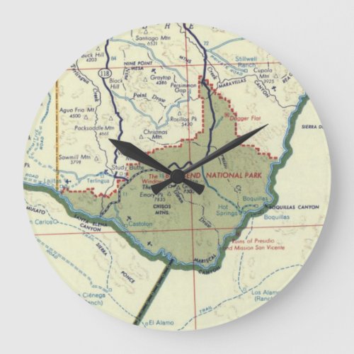Big Bend National Park Vintage Map Large Clock