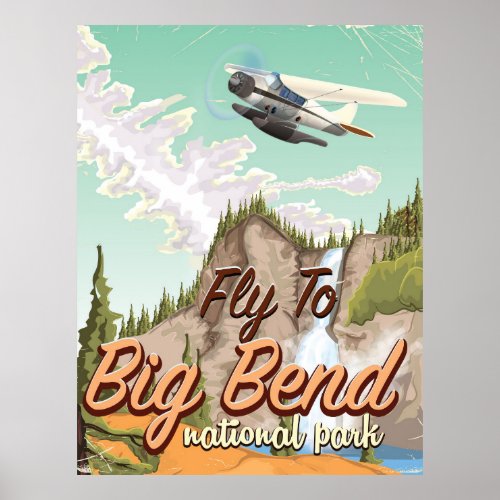 Big bend national park vintage travel poster