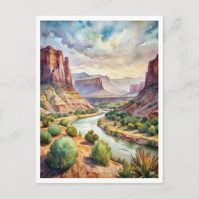 Big Bend National Park Watercolor Painting  Postcard (Front)