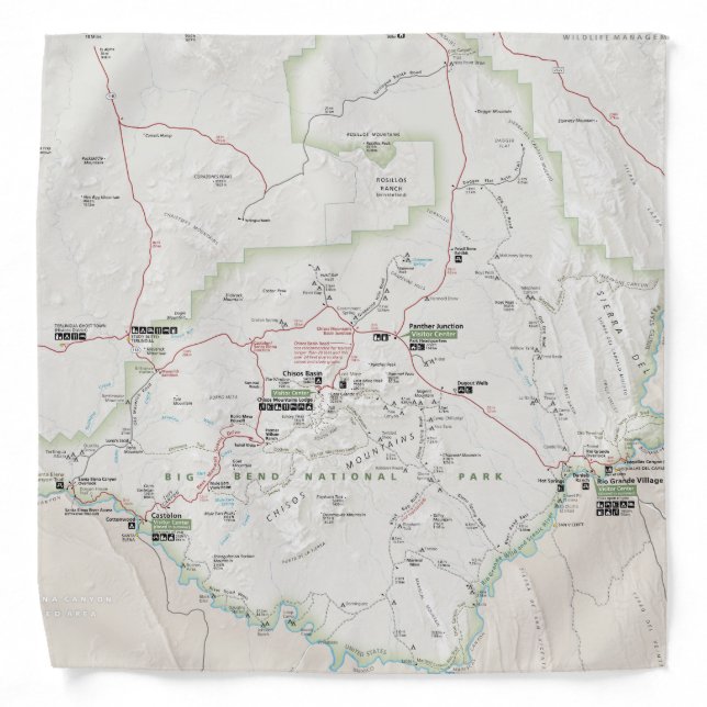 Big Bend (Texas) map bandana (Front)