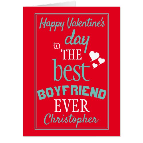 Big Best Boyfriend Ever Red Valentines Day  Card