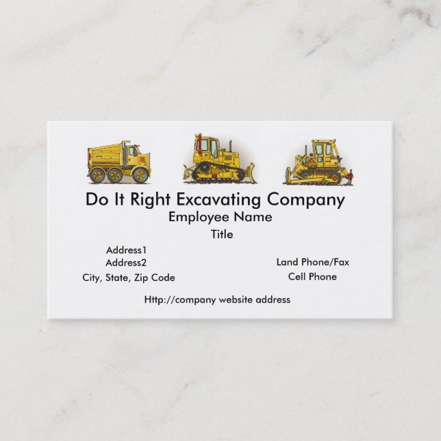 Big Big Bulldozer Dozer Business Cards (Front)