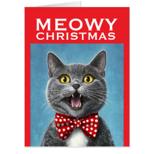 BIG BIGGEST CAT CHRISTMAS GREETING CARD