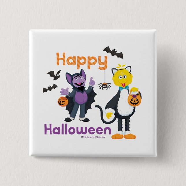 Big Bird and Count | Happy Halloween Button (Front)