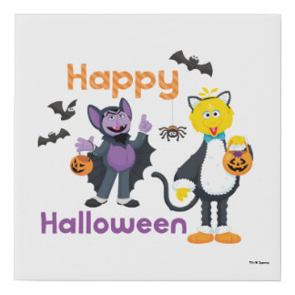 Big Bird and Count | Happy Halloween Faux Canvas Print