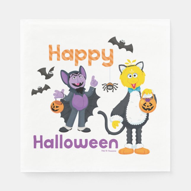 Big Bird and Count | Happy Halloween Napkins (Front)