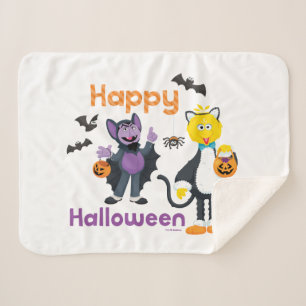 Big Bird and Count Happy Halloween Sherpa Blanket