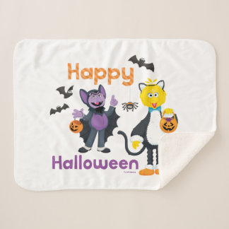 Big Bird and Count | Happy Halloween Sherpa Blanket