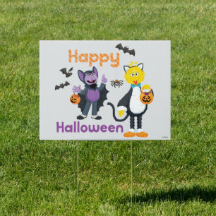 Big Bird and Count Happy Halloween Sign