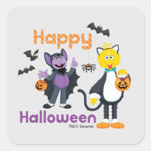 Big Bird and Count Happy Halloween Square Sticker