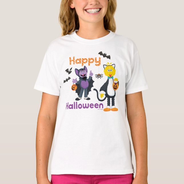 Big Bird and Count | Happy Halloween T-Shirt (Front)