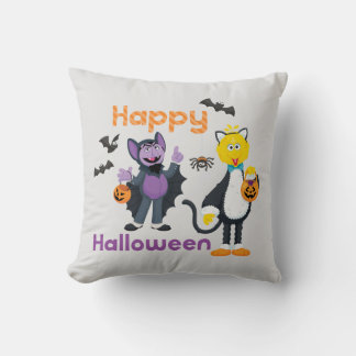 Big Bird and Count | Happy Halloween Throw Pillow