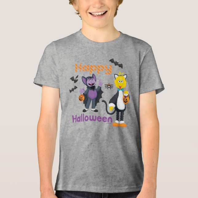 Big Bird and Count | Happy Halloween Tri-Blend Shirt (Front)