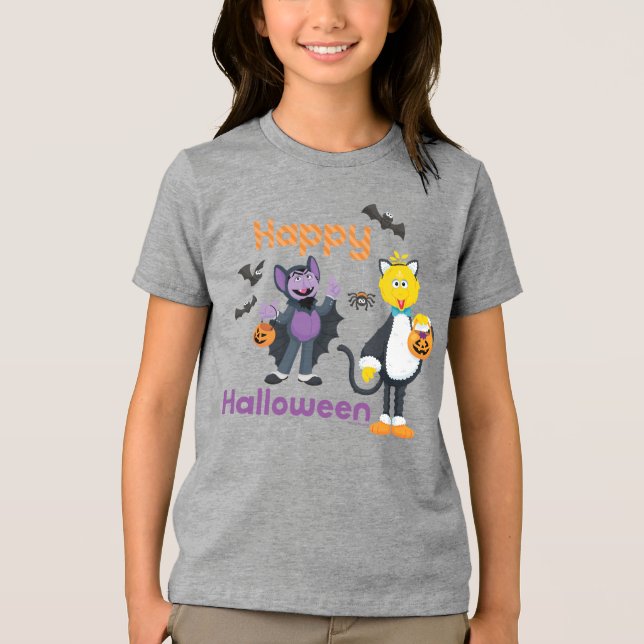Big Bird and Count | Happy Halloween Tri-Blend Shirt (Front)