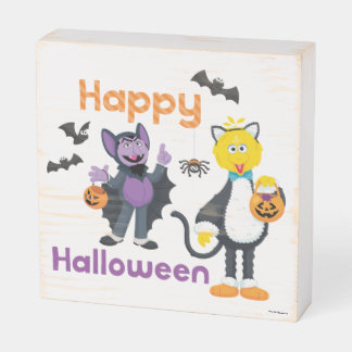 Big Bird and Count | Happy Halloween Wooden Box Sign