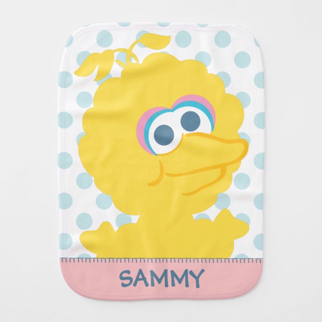 Big Bird Baby Body | Add Your Name Baby Burp Cloth (Front)