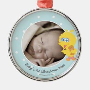 Big Bird   Baby's First Christmas - Add Your Name Metal Ornament
