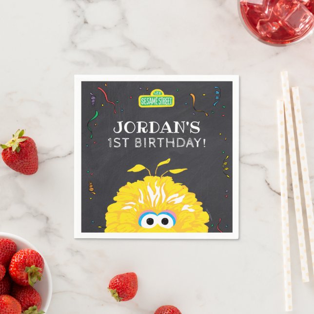 Big Bird Chalkboard Confetti Birthday Napkins (Insitu)